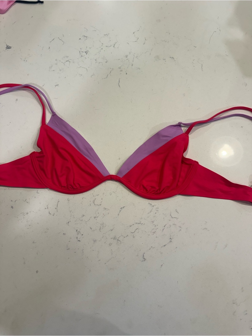 l*space Pink and Lavender Two-Tone Bikini Top